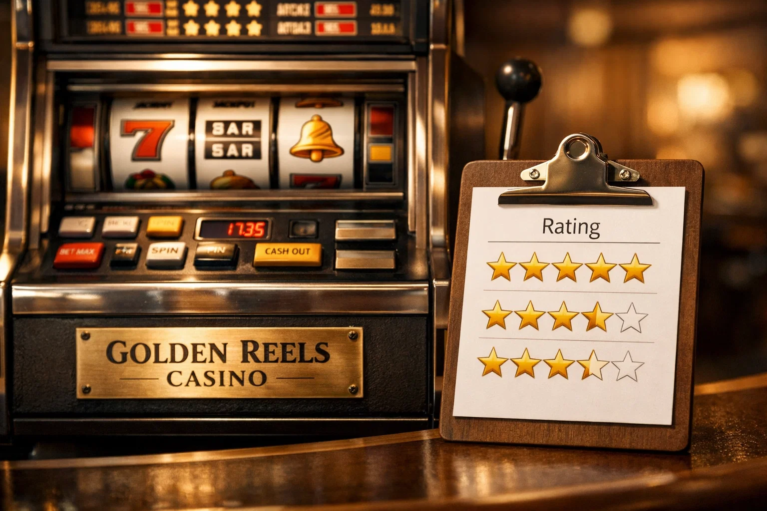 Vibrant digital slot machine spinning reels graphic